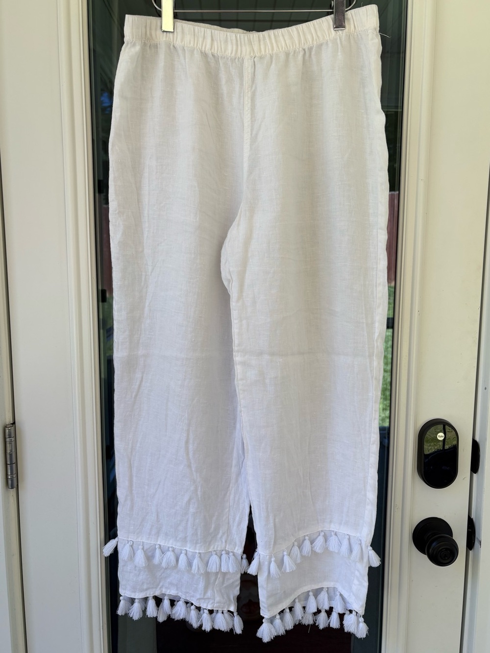Linen Beach ResortWear Wide leg Pants with Tassles Size Medium